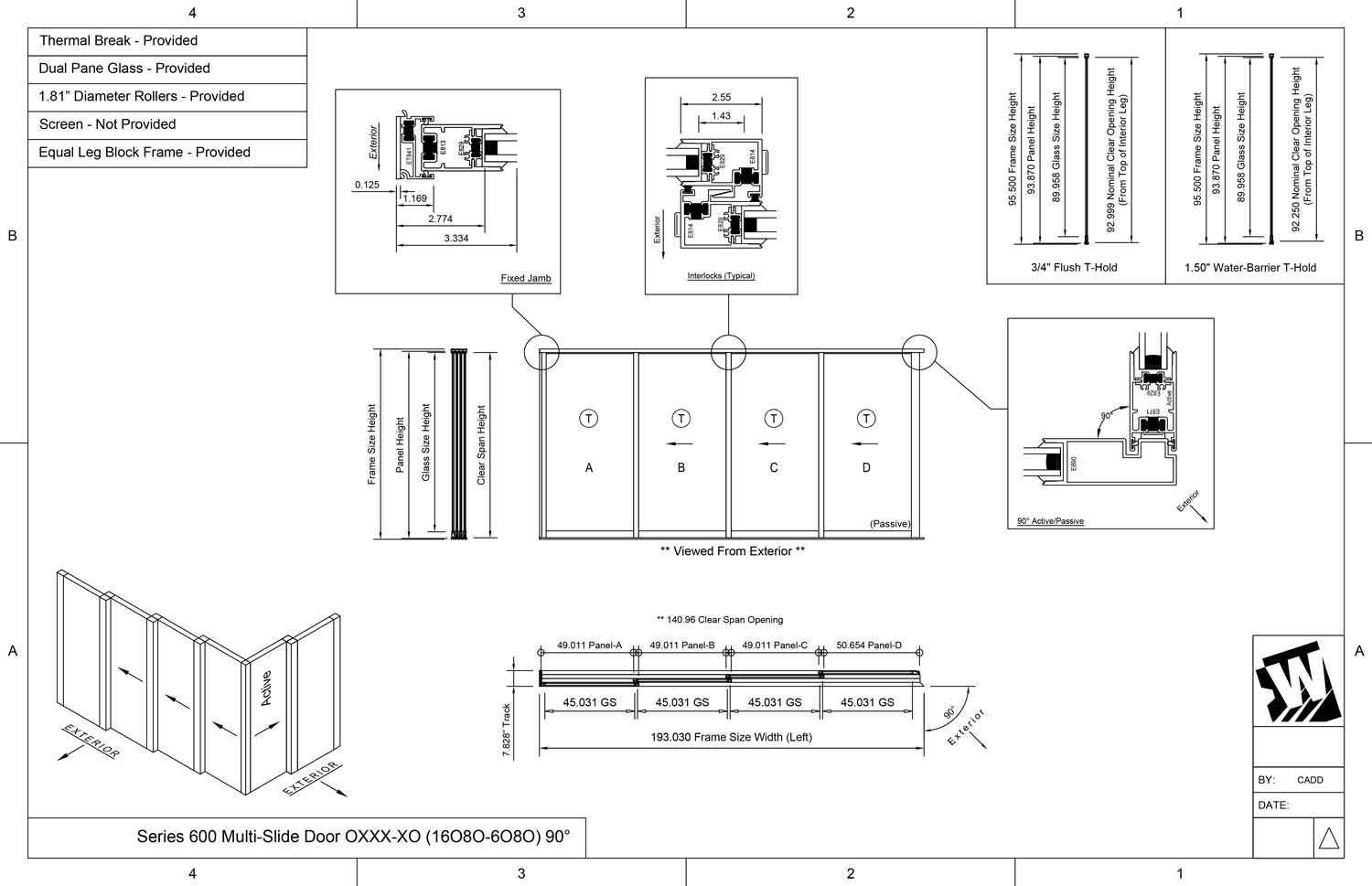 OXXX-XO - 1 Fixed Panel Stacking with 3 Vent Panels - 1 Vent Panel Stacking with 1 Fixed Panel - (16080-6080 - 6' Wide by 8' High / 6' Wide by 8' High)