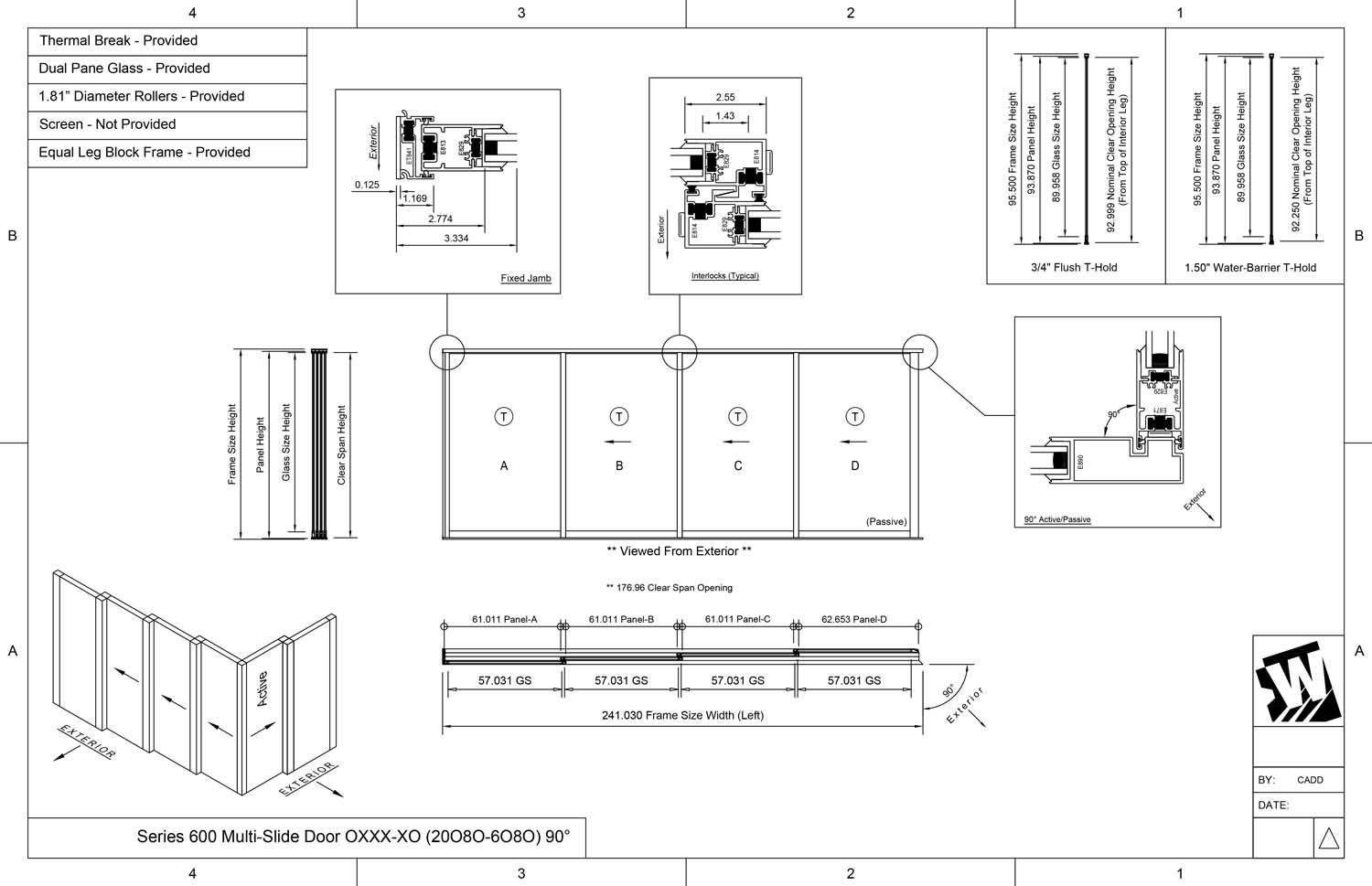 OXXX-XO - 1 Fixed Panel Stacking with 3 Vent Panels - 1 Vent Panel Stacking with 1 Fixed Panel - (20080-6080 - 20' Wide by 8' High / 6' Wide by 8' High)