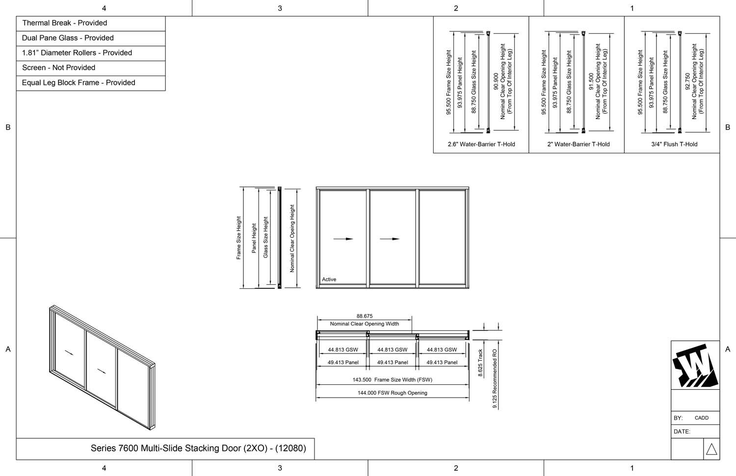 preview of XXO - 2 Vent Panels Stacking with 1 Fixed Panel - (12080 - 12' Wide by 8' High)